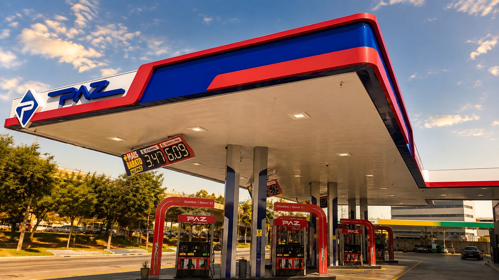 Posto Rede PAZ com testeira e cobertura padronizadas
